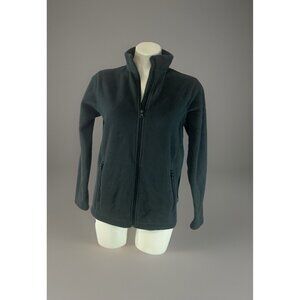 Lands End Women's Size Large Sweater Fleece Zip Jacket Charcoal Gray W/ Pockets